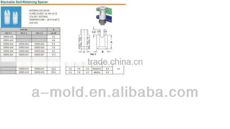 NYLON 66 Push Locking Circuit Board Support PCB spacer support