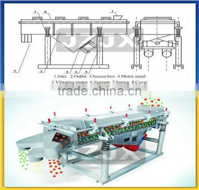 Automatic linear Vibrating screen / sieve for coffee beans