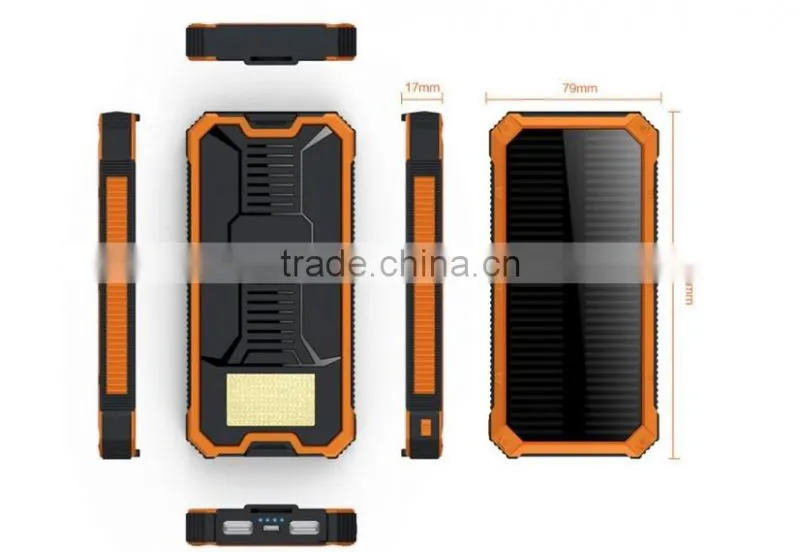 Two usb phone charger 12000mah solar bank