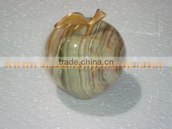 Most Amazing WHOLESALE 2017 NATURAL STONE ONYX APPLE WITH BRASS LEAF HANDICRAFTS