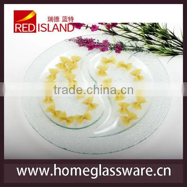 engraving divided glass candy plate fruit glass plate