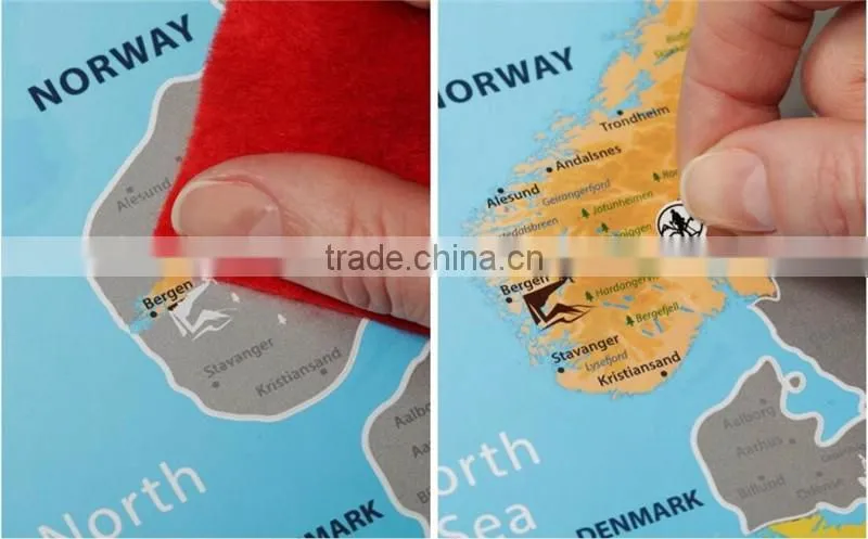 Detailed Europe Map with Scratch off Stickers Large Size Tube Packaging