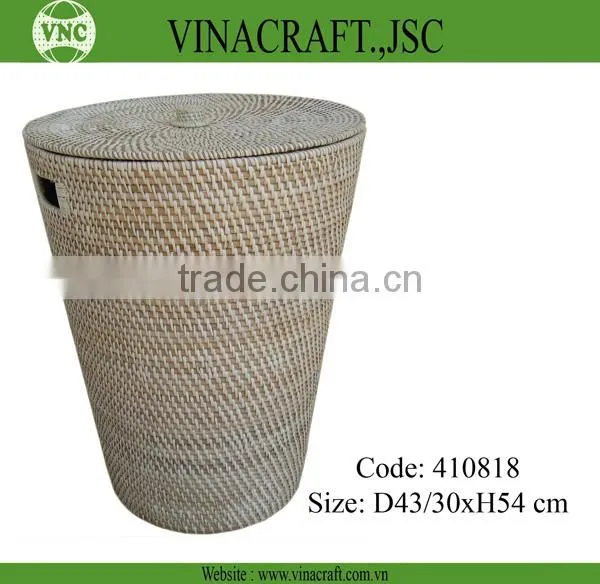 Water hyacinth folding laundry basket with liner inside