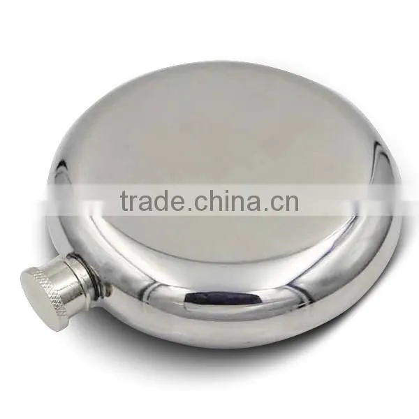 Stainless steel hip flasks laser welding mirror flask with cup 5oz