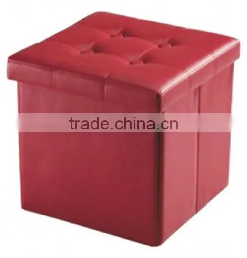 Black Faux Leather Ottoman Coffee Table With Storage Collapsible Square Cube
