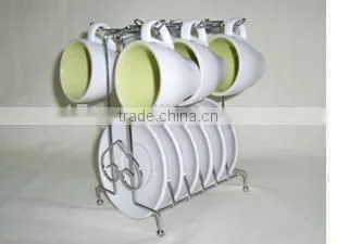 6sets double colors unique ceramic coffee mug sets with rack