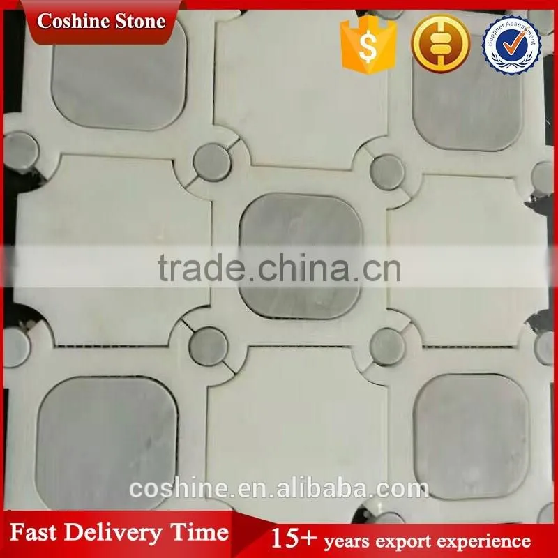 Bathroom use square shaped marble cnc waterjet tile in mosaic