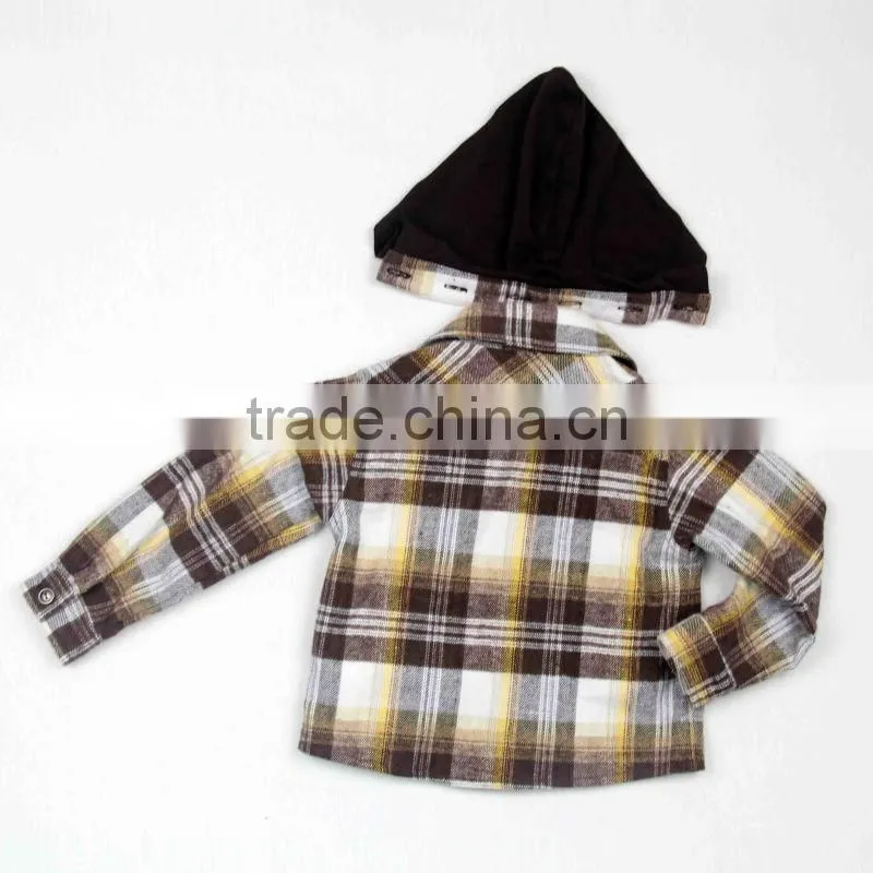 Plaid pure cotton thicken infant wear hooded baby coats