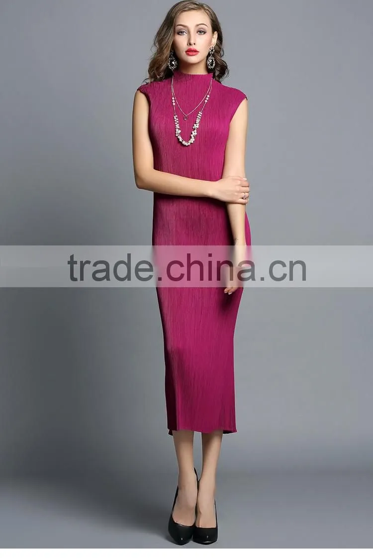 Maxi sleeveless plicated fishtail women vest dress