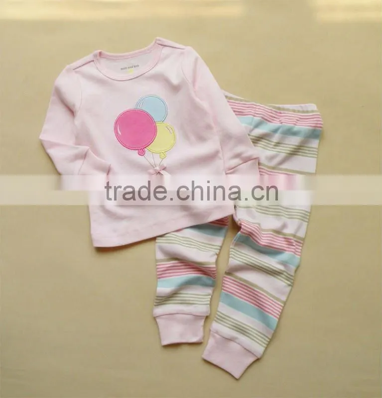 2011 autumn baby clothes set 100% cotton embroider pajamas