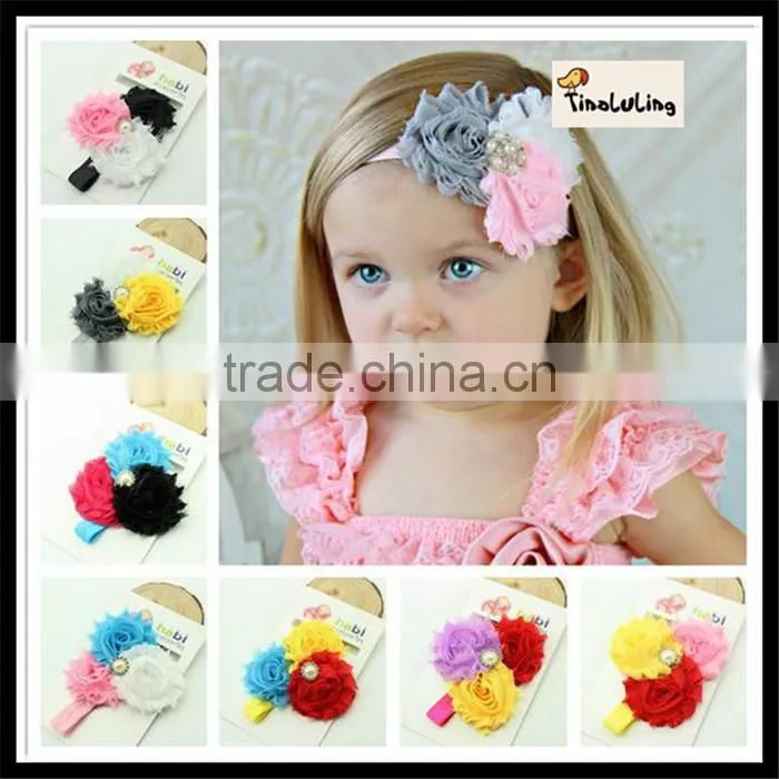 white black pink flowers baby hairband headwear 1.5X 36cm TLLC-49