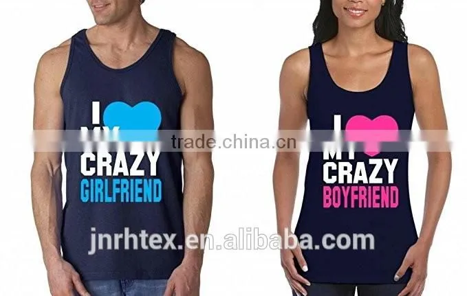 Custom cotton blend mens womens silk screen printing tank top