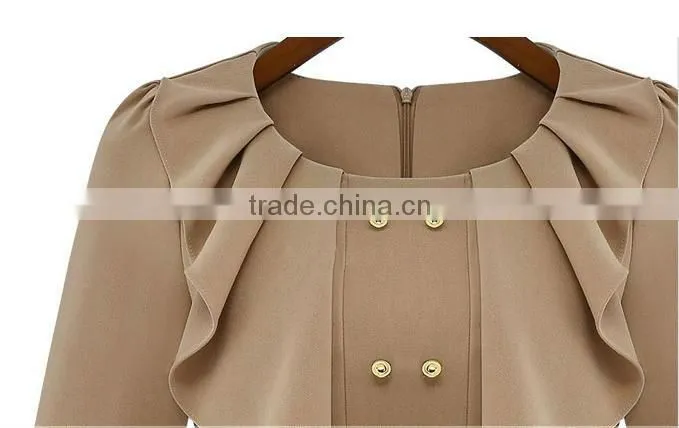 ET13004 Long Sleeves Ruffed Panel Skater Dress