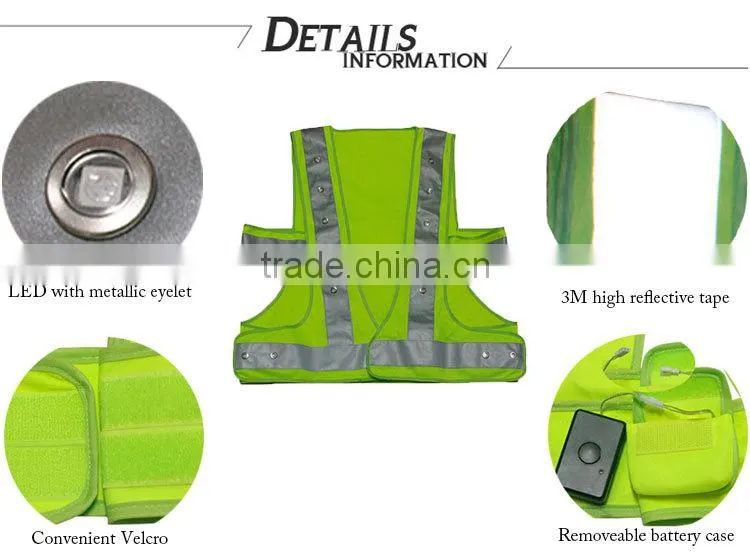 reflective police security uniforms led shirt/flashing led safety vest