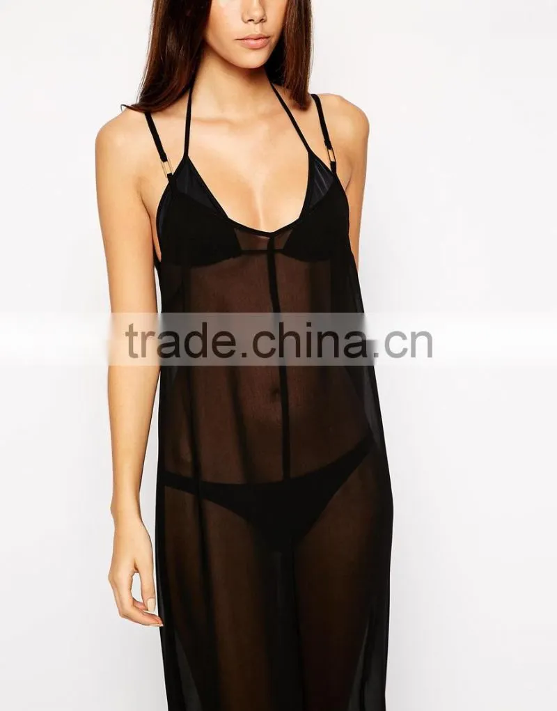 Split Front Sheer Maxi Beach Dress