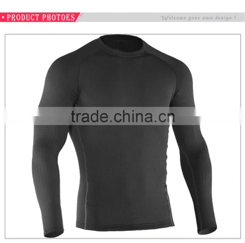 Men's soft fabric breathable blank long sleeve compression shirts for male