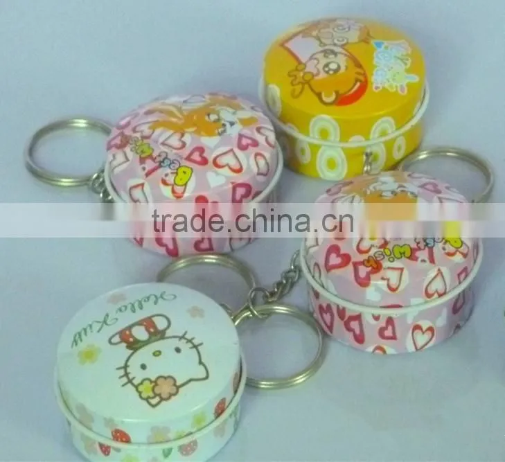 Tiny round metal candy tin box for candy and sweet package