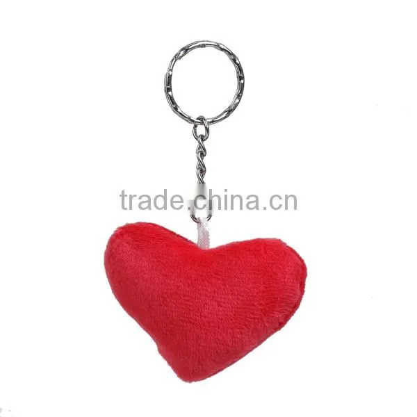 Plush Keychain & Keyring Heart Silver Tone Red Emoji Pattern Carved 10.2cm x 6.1cm