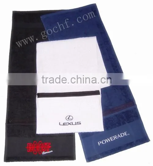 100 cotton zipper pouch gym towels