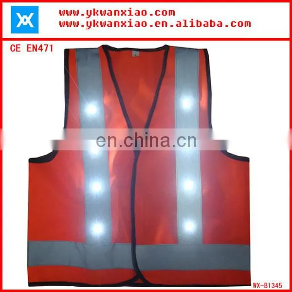factory custom made light mesh led tubes flashing led lights high visibility Flashing LED security vest