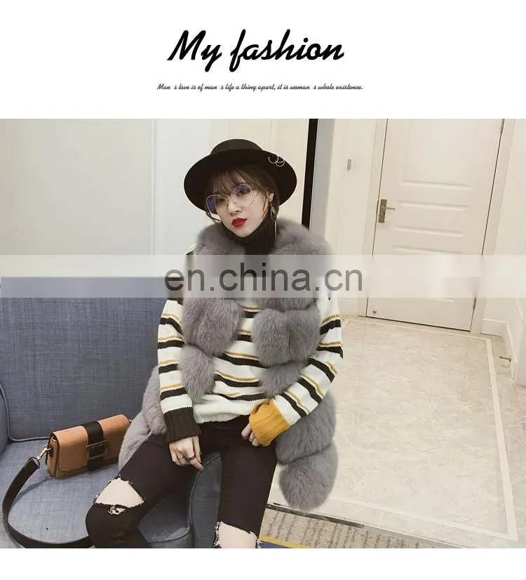 2016 New Fashion Women Luxury Vest Hot Sale Lady Vest Real Fox Fur Waistcoat