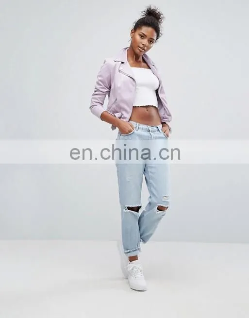 Female Custom Design Autumn Winter Plain Denim Short Jacket Coat Women 2016 denim jacket for women