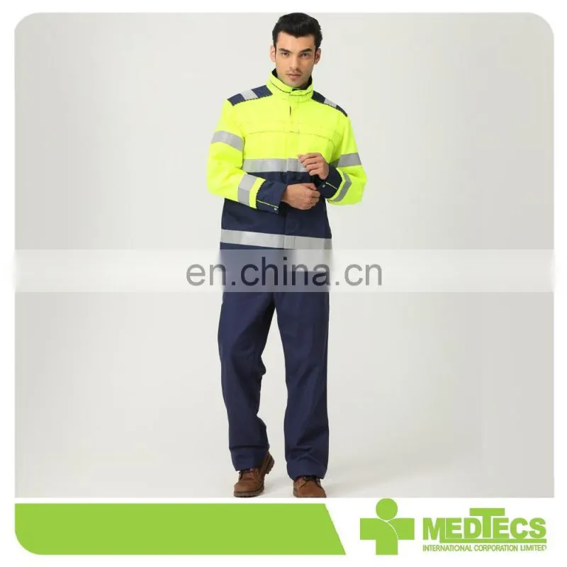 Yellow and Blue Customized Reflective pipe Working Safety Jacket