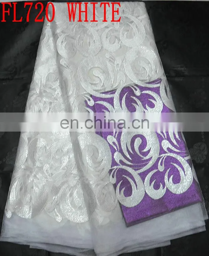 latest fashion embroidery organza lace with sequins(FL720)