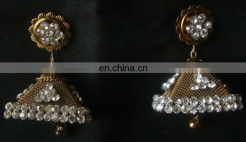 Indian Jewelry Jhumka Earrings, Big jhumka, Gold silver plated earrings Manufacturer