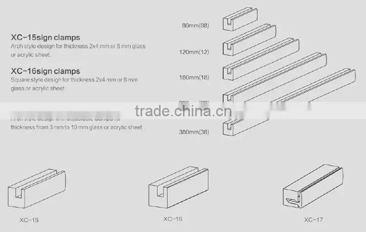 Side Clamp Aluminium Glass Sign fixing holder