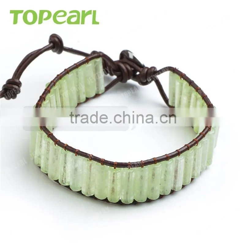 Topearl Jewelry New Mountain Jade Stone Bracelets personalized leather bracelets CLL120