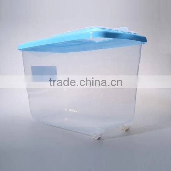 Transparent 15L Plastic Rice Storage Container with Wheel