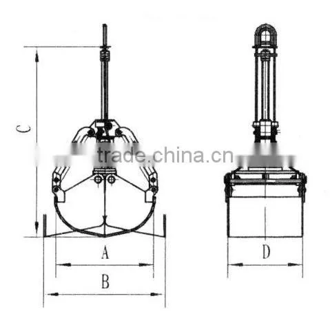 double rope clamshell grab bucket for bridge crane