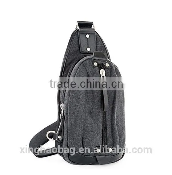 leisure style canvas leather material men chest bag