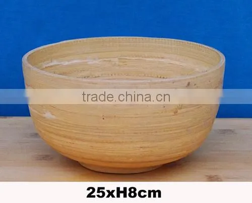 round spun bamboo bowl with stand