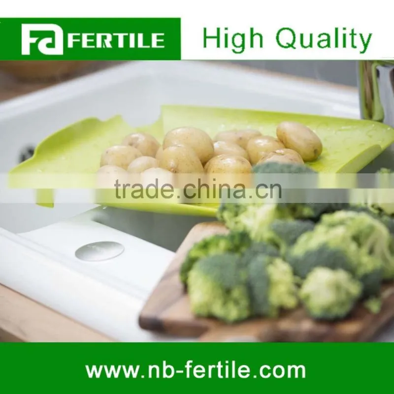 WFZ123573 White Color Wash Vegetable Prepare Kitchen Utensil Sink Station Flat Colander Food Strainer