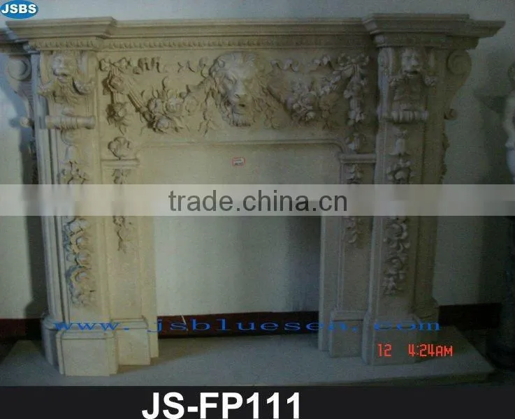Marble Fireplace with Lion face JS-FP010Y- more photos for chosing!