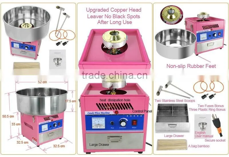 GREAT Electric Cotton Candy Maker 580 Pink Carnival Commercial Floss APPARATUS AU/EU/US PLUG