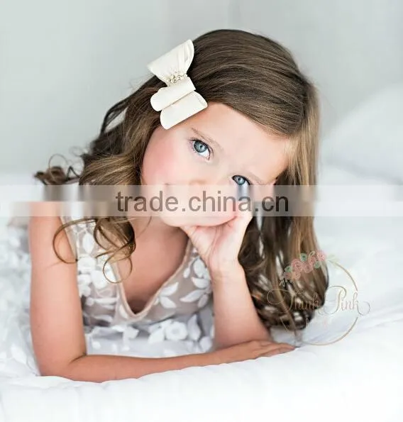 7cm Satin Rhinestone Hair Bow/ baby headband accessories/ glitter bowknot with diamond ribbon