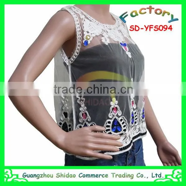 sexy knitted hollow girls Long sleeve crochet embroidery lace top