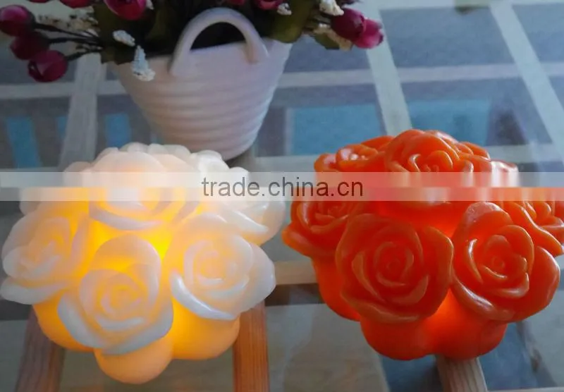 LED rose combine candles flamless round candle light