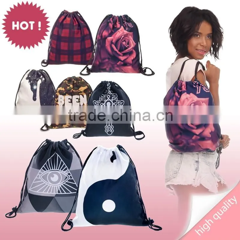 High Quality 3D Printed Wholesale Emoji Gift Drawstring Bag