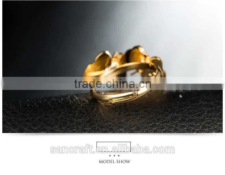 Adjustable two butterfly finger design for women saudi arabia gold wedding ring price