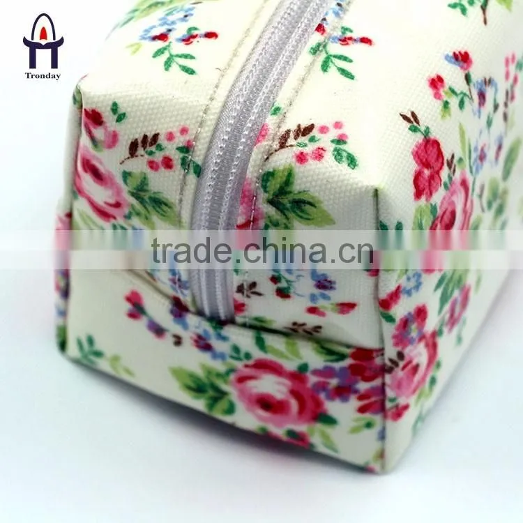 Coated non-woven fabrics with flower printing cosmetic bag, waterproof make up bag