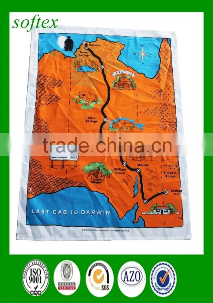china wholesale 50x70cm 80g cotton custom print souvenir tea towel