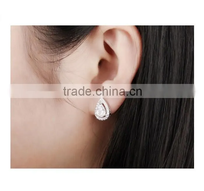 rhodium plated jewellery copper popular zircon micro pave earring