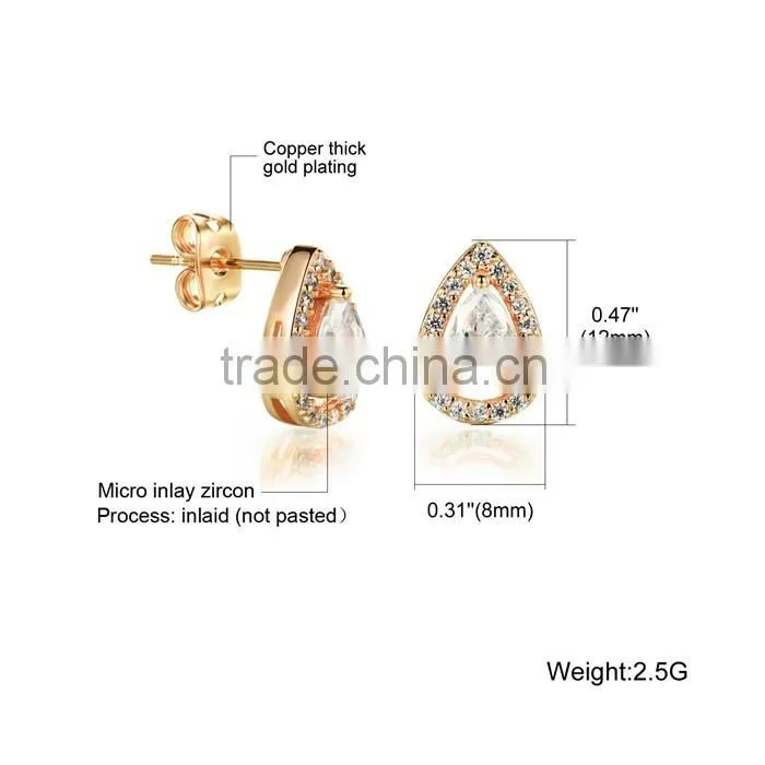 rhodium plated jewellery copper popular zircon micro pave earring