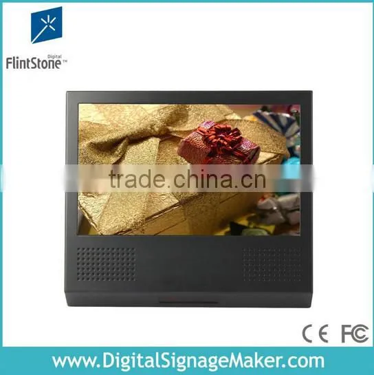 FlintStone 10 inch video advertising player, barcode scanner commercial monitor, advertising player with scanner reader
