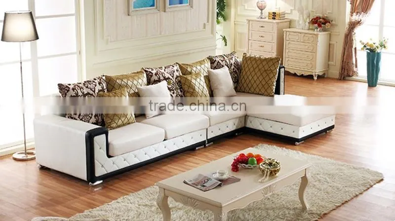 Modern100% First Layout Cow leather Sofa 3m White High Quality Sofa Sets AL112