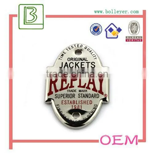 Gun Nickel finish Custom Metal Garment Tag